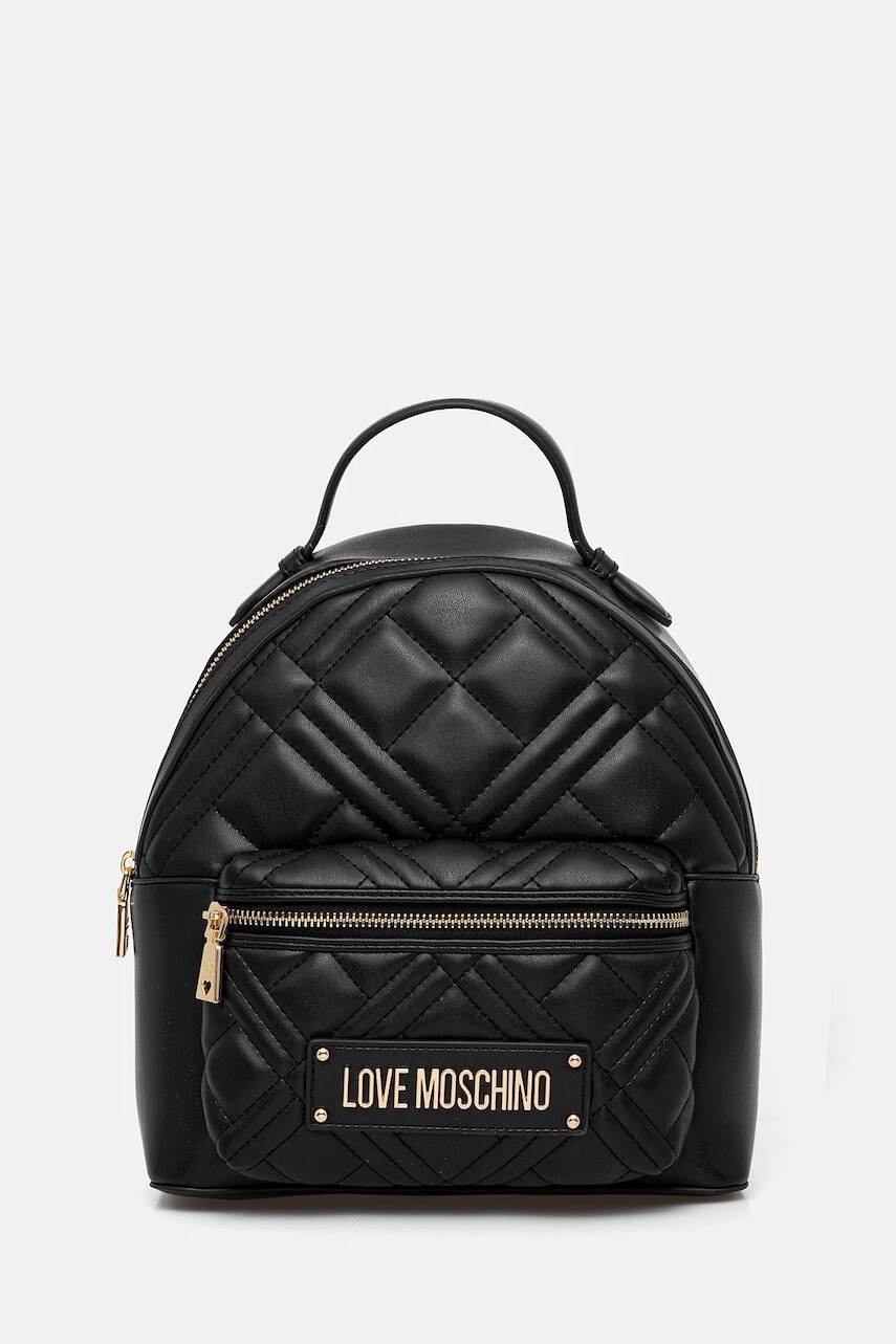 Ruksak Love Moschino dámsky, čierna farba, malý, s nášivkou, JC4148PP1NLA0000