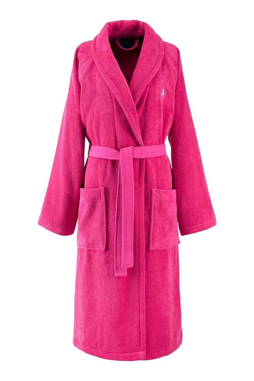 Bavlnený župan Ralph Lauren POLOPLAY PinkSky S ružová farba