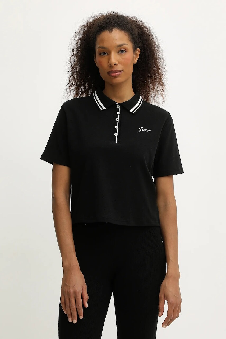 Polo tričko Guess FABIA dámske, čierna farba, V5BP00 K1891