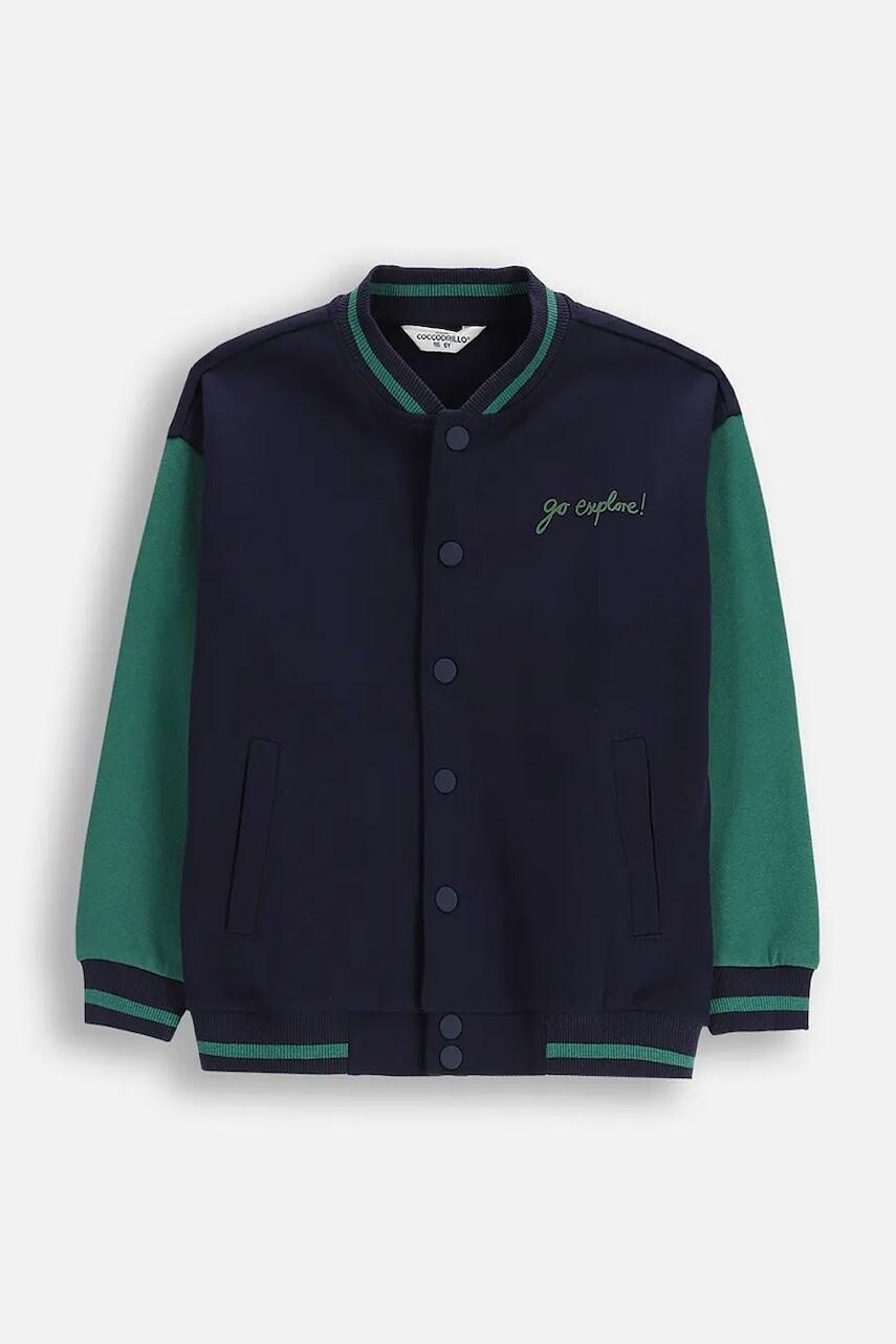 Detská mikina Coccodrillo tmavomodrá farba, s kapucňou, jednofarebná, YETI BOY KIDS