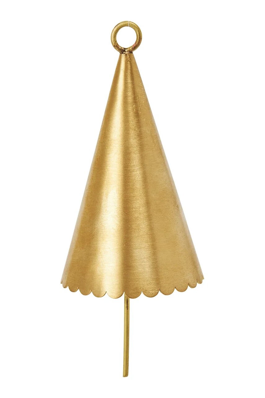 Vianočná ozdoba ferm LIVING Cone Bell 12 cm 2-pak žltá farba