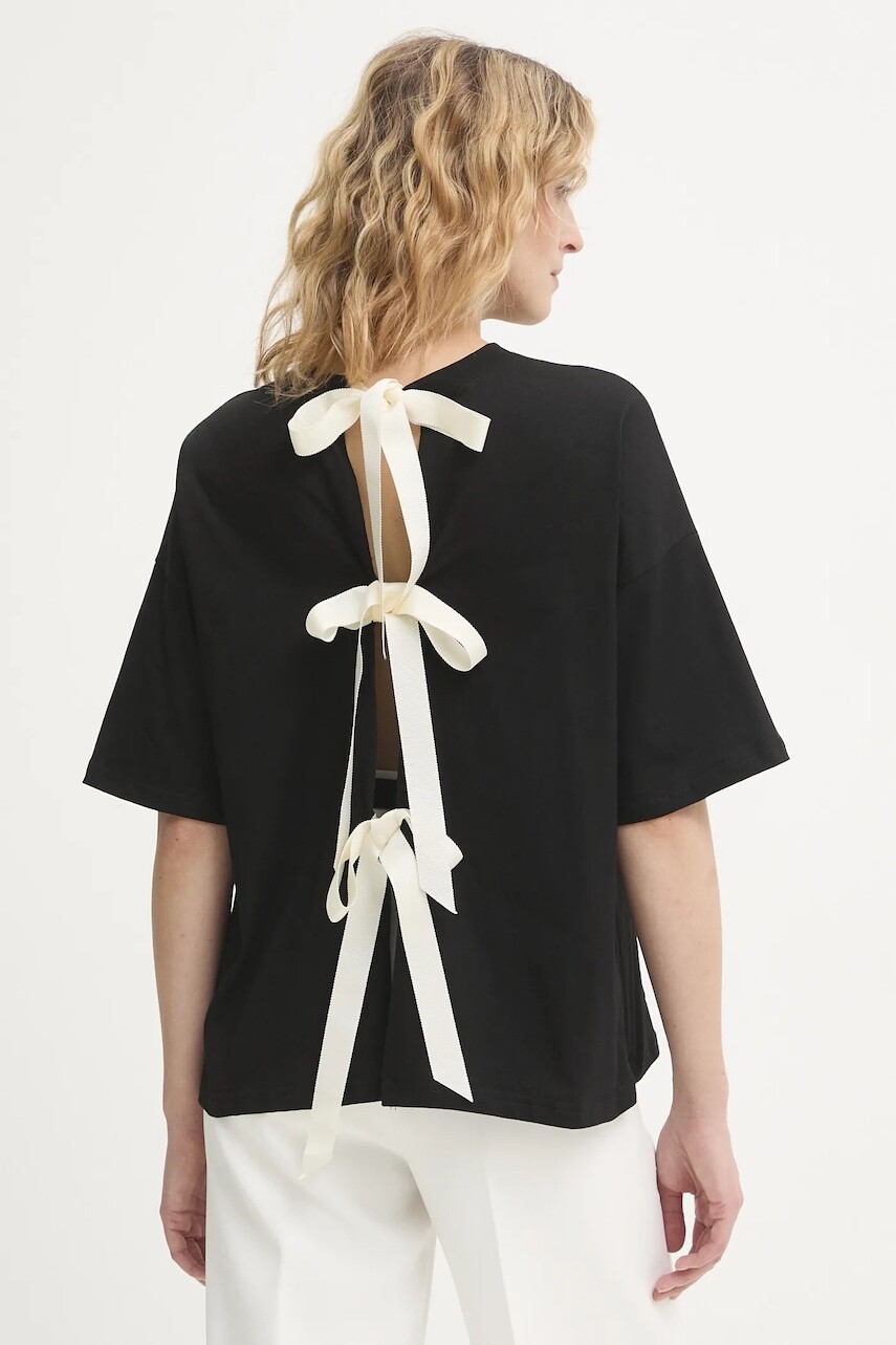 Bavlnené tričko Never Fully Dressed dámske, čierna farba, NFDTO1966