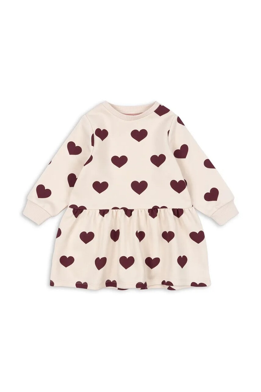 Dievčenské šaty Konges Sløjd LOU SWEAT DRESS OCS béžová farba, mini, áčkový strih, KS104344