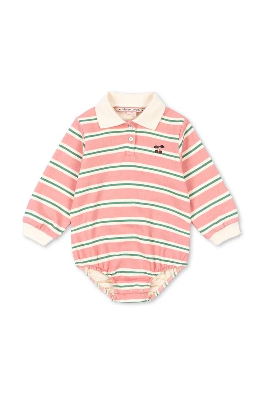 Bavlnené body pre bábätká Konges Sløjd SPOTTY LS ROMPER GOTS KS104431