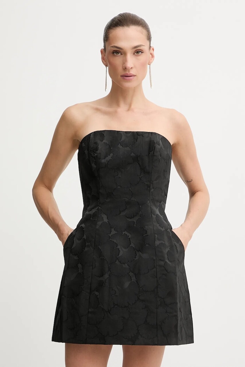 Šaty Bardot čierna farba, mini, áčkový strih, 60099DB