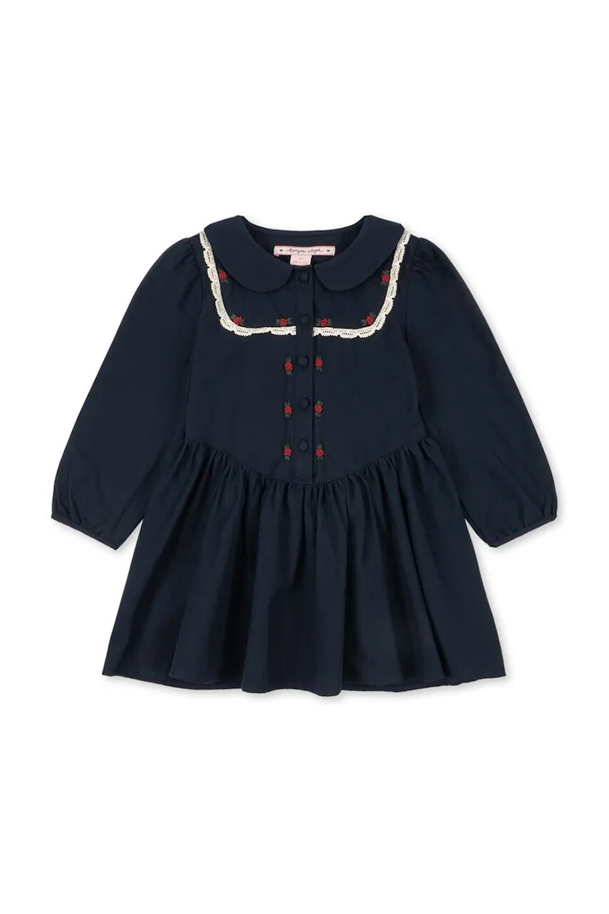 Dievčenské bavlnené šaty Konges Sløjd EMMY DRESS GOTS tmavomodrá farba, mini, áčkový strih, KS104292