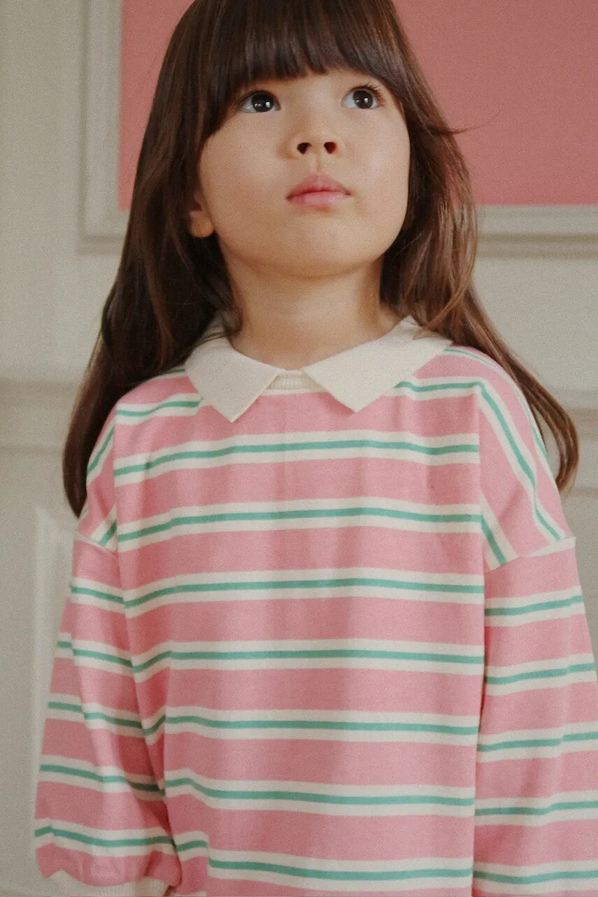 Dievčenské bavlnené šaty Konges Sløjd SPOTTY LS DRESS GOTS ružová farba, midi, oversize, KS104524