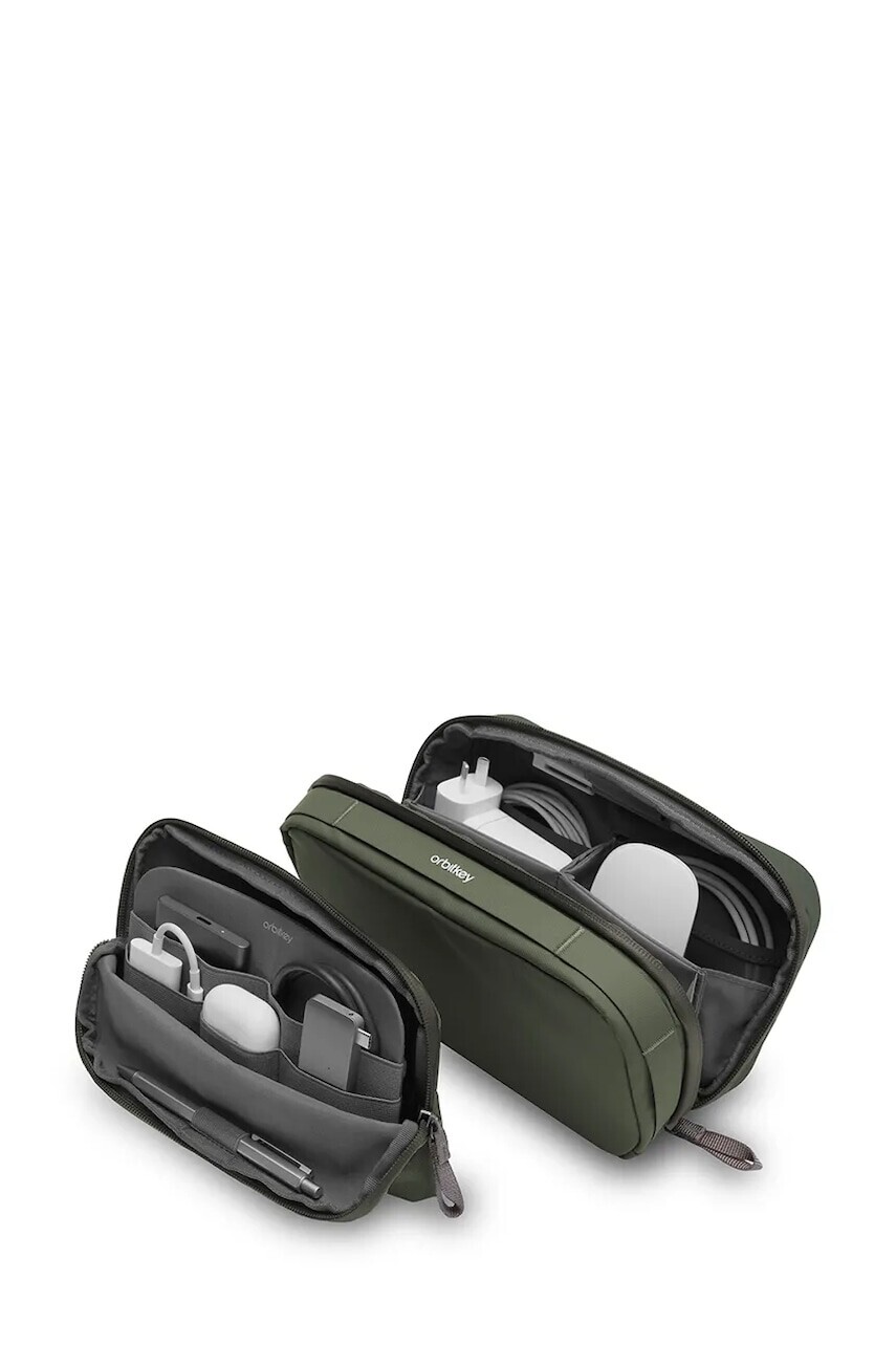 Cestovný organizér 2v1 Orbitkey Tech Pouch 23 x 14 x 8 cm zelená farba