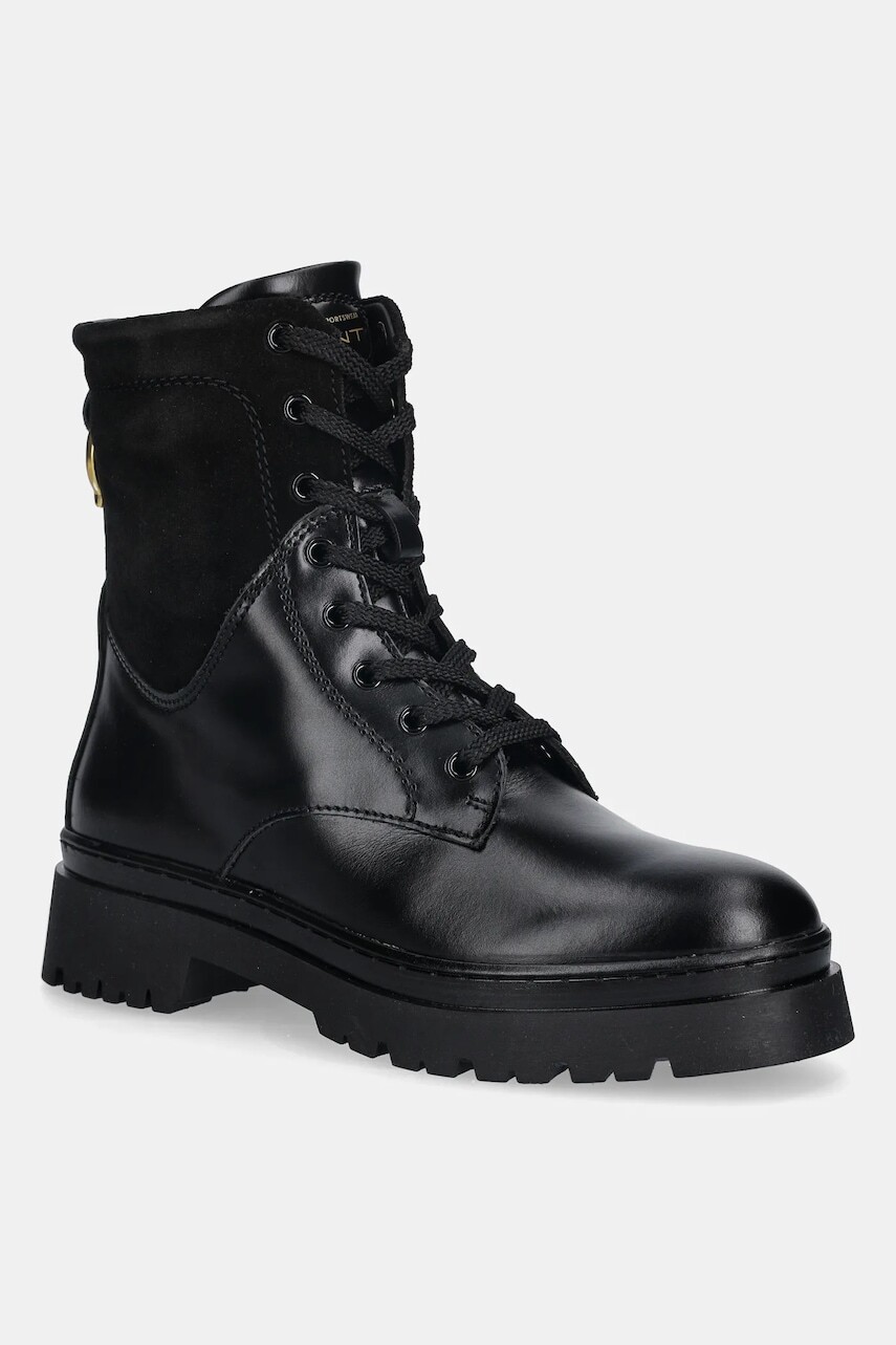 Kožené workery Gant Aligrey čierna farba, na plochom podpätku, 31541156