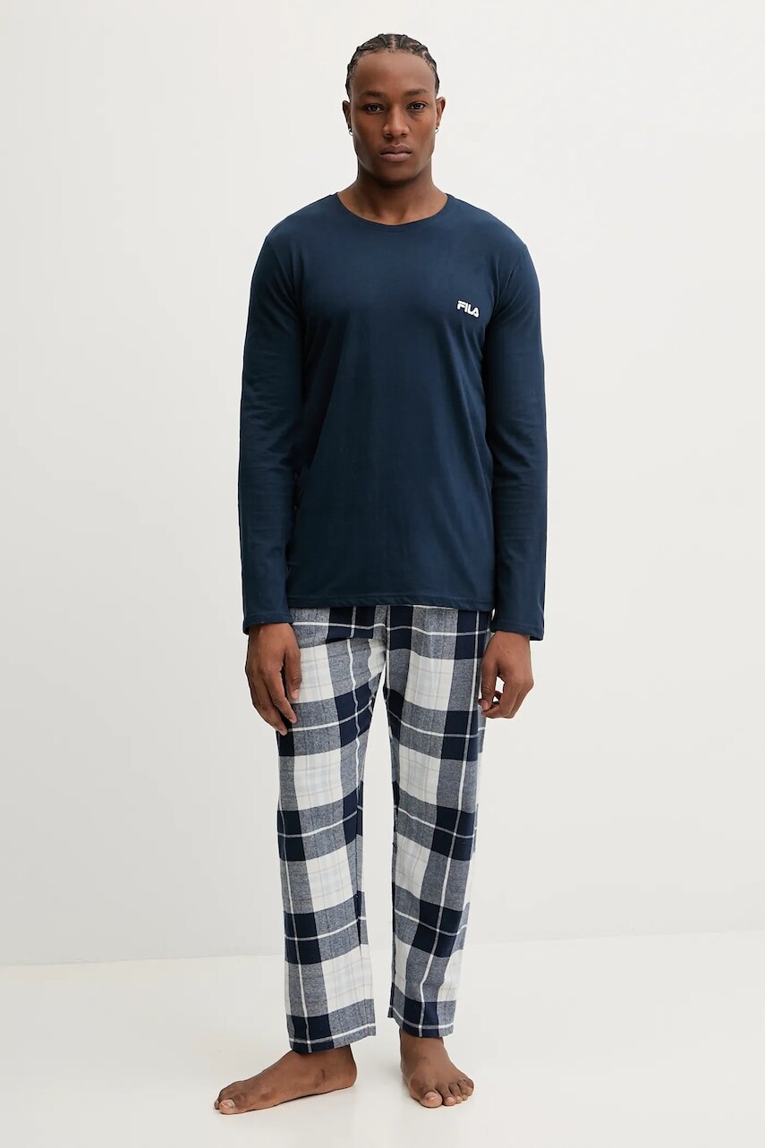 Bavlnené pyžamo Fila tmavomodrá farba, vzorovaná, FPW1237