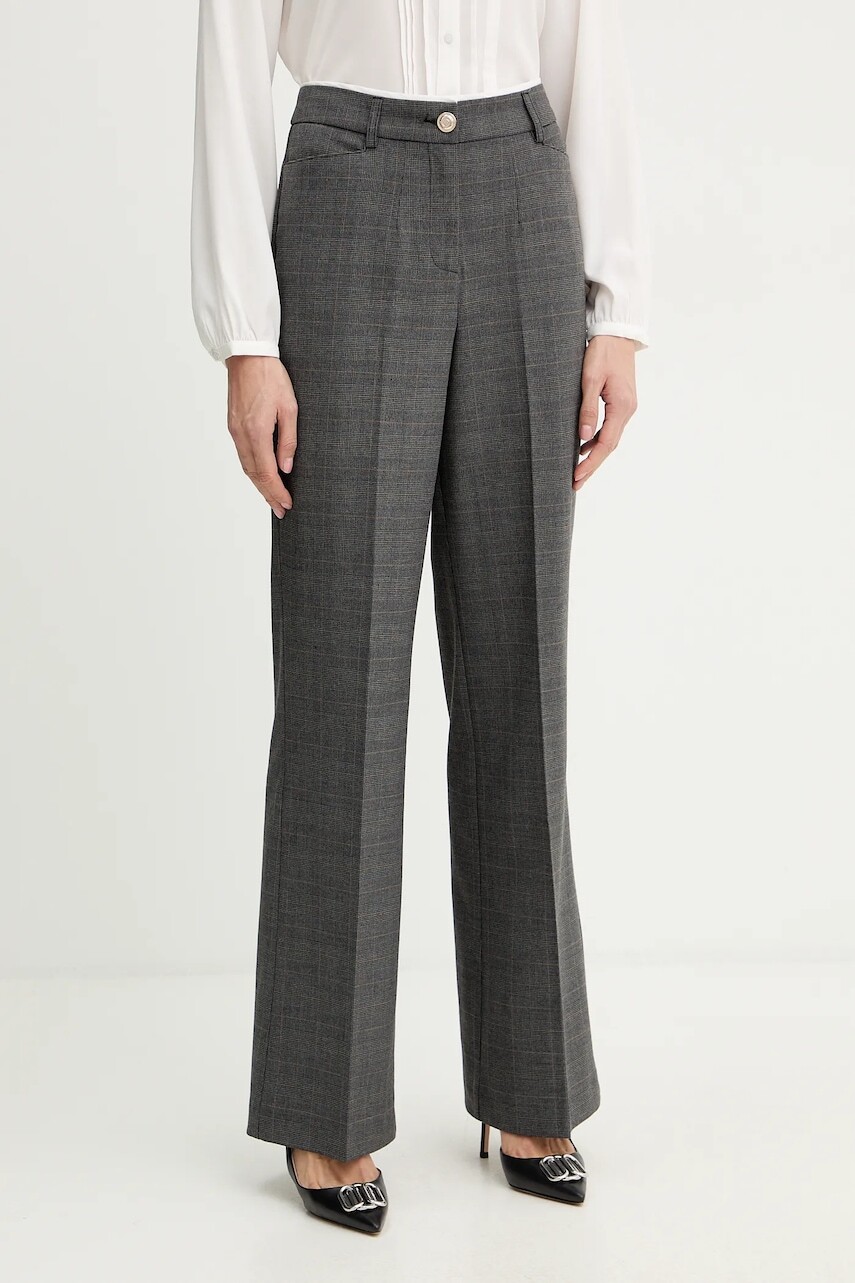 Nohavice Morgan šedá farba, rovný strih, vysoký pás, PTARY.F