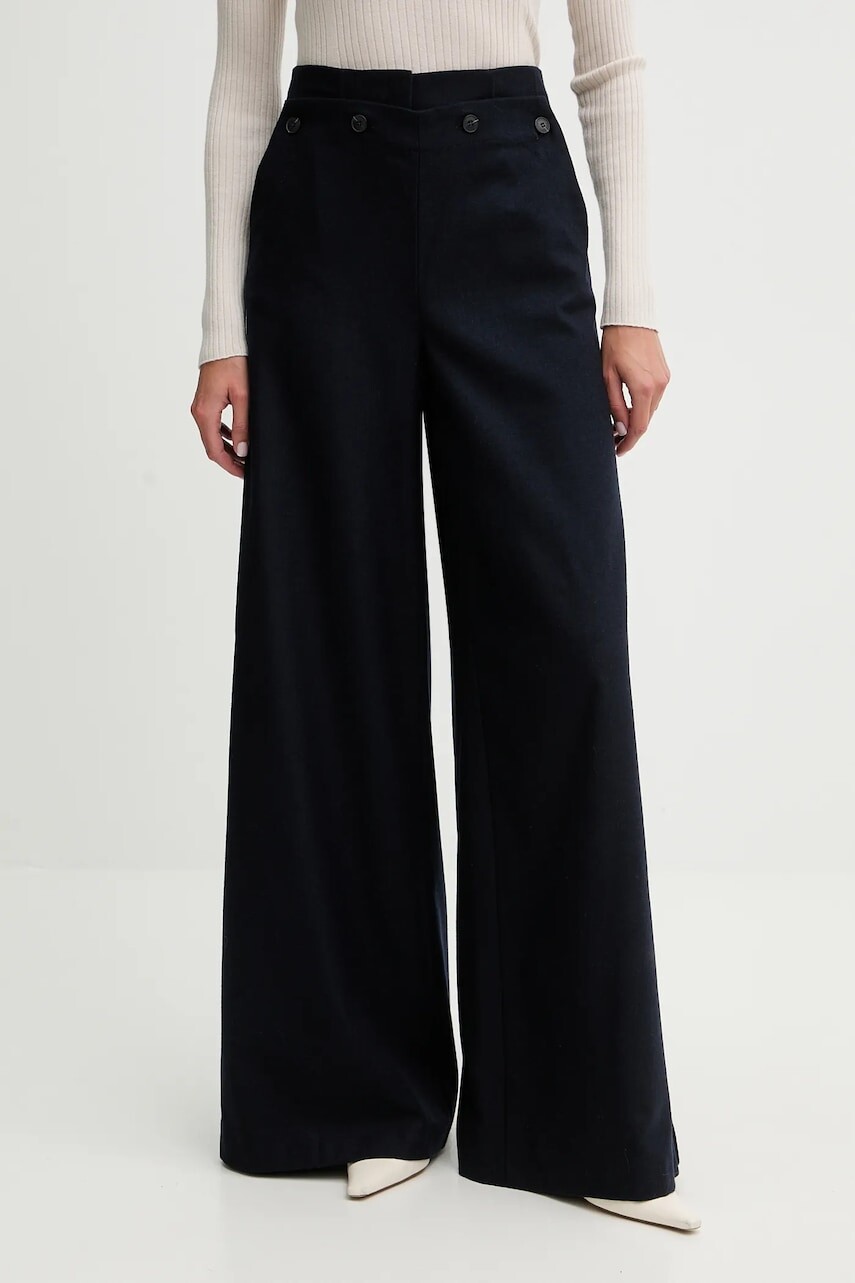 Nohavice MAX&Co. tmavomodrá farba, široké, vysoký pás, 2526136124200