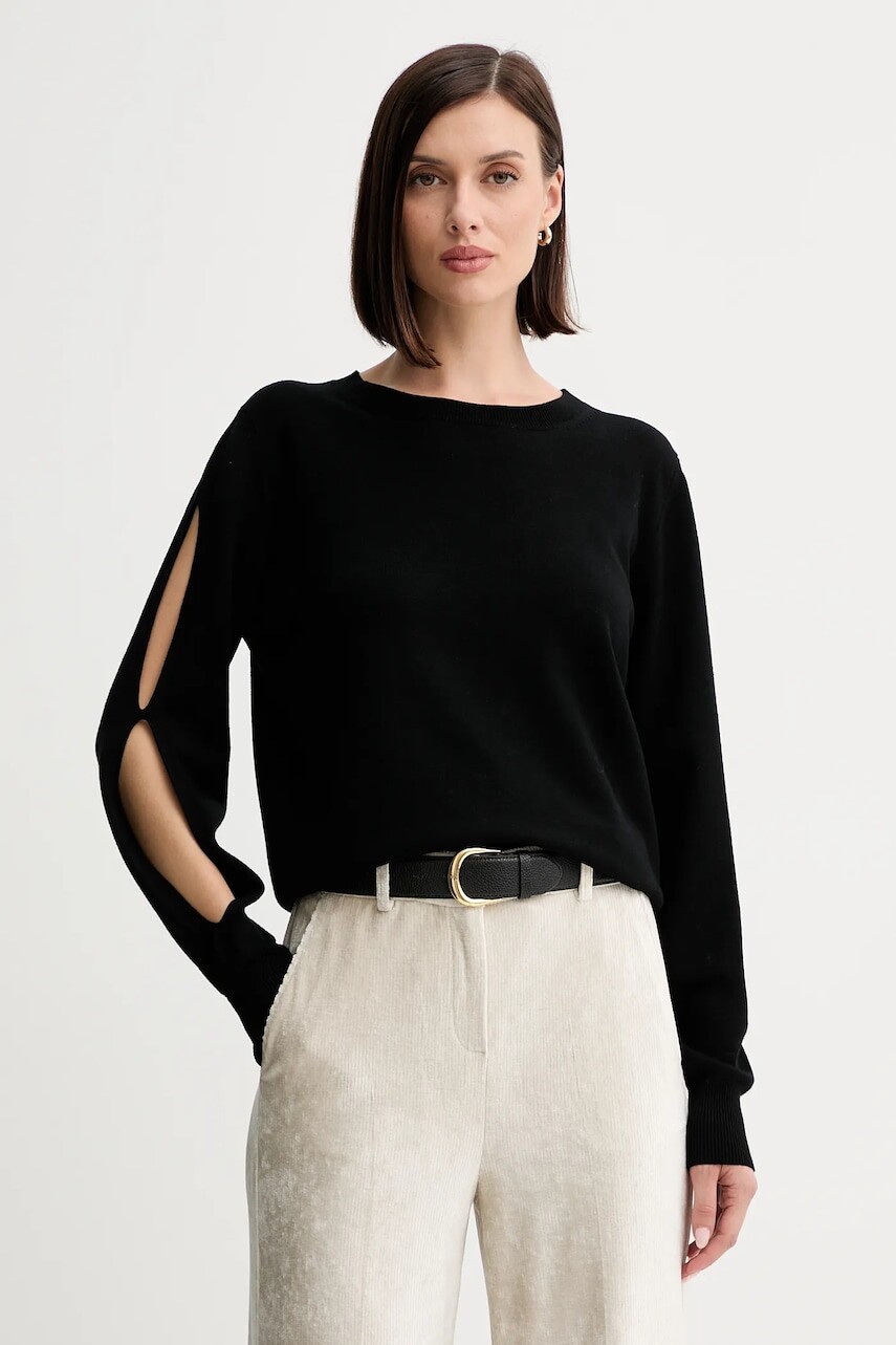 Sveter Twinset čierna farba, ľahký, 252TF3032