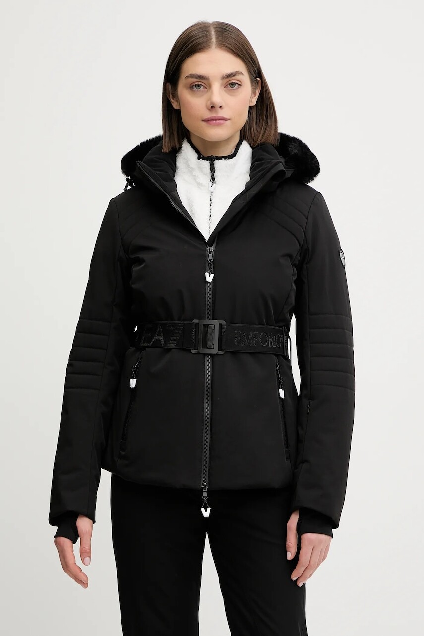 Lyžiarska bunda EA7 Emporio Armani čierna farba, AF13889.7W000386