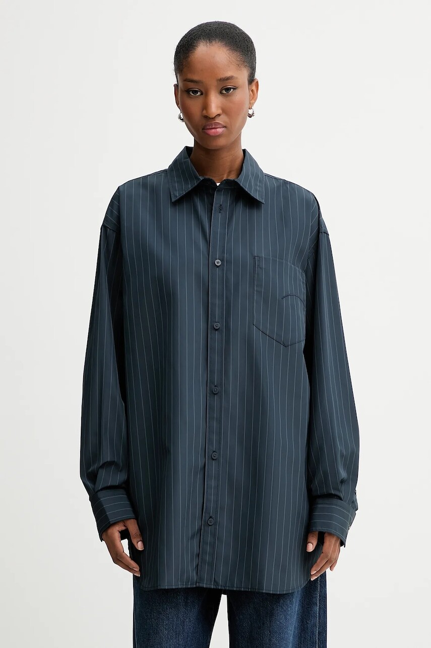 Košeľa G-Star 0 tmavomodrá farba, voľný strih, s klasickým golierom, D27133.E084