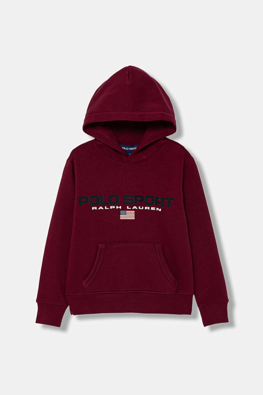 Detská mikina Polo Ralph Lauren bordová farba, s kapucňou, s potlačou, 323962111010