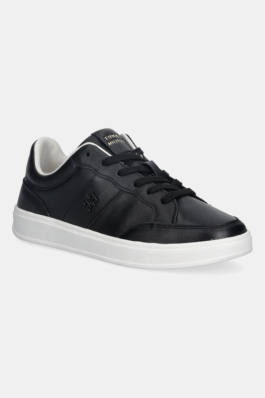 Kožené tenisky Tommy Hilfiger TH HERITAGE COURT SNEAKER LTR čierna farba, FW0FW09028