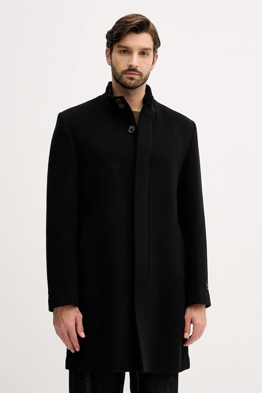 Kabát s prímesou vlny Liu Jo čierna farba, QF5292.T217A