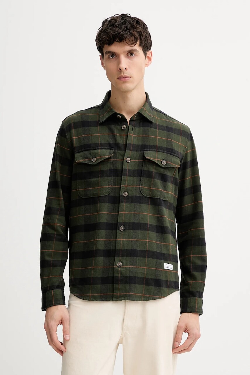 Bavlnená košeľa Marc O'Polo zelená farba, regular, s klasickým golierom, 5000007600