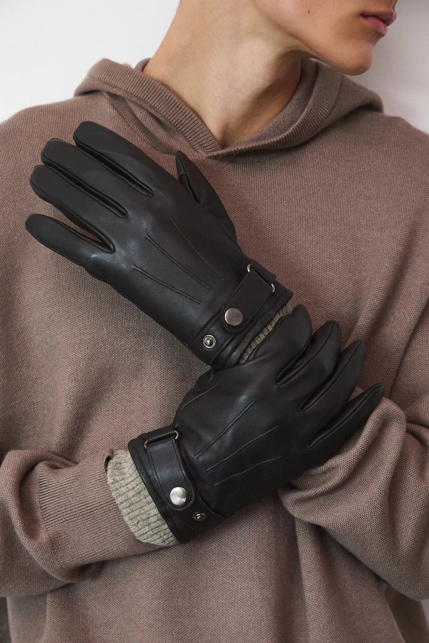Kožené rukavice Medicine hnedá farba