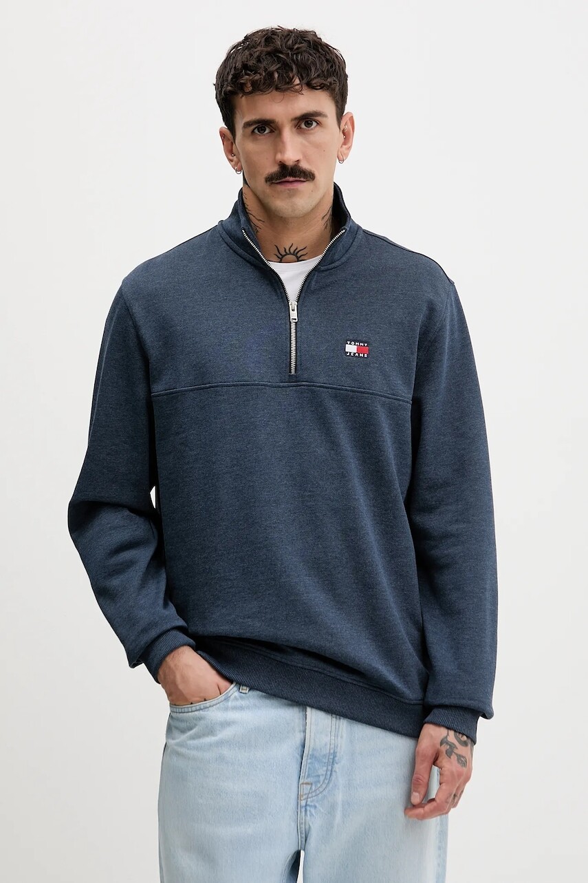 Mikina Tommy Jeans tmavomodrá farba, jednofarebná, DM0DM22344