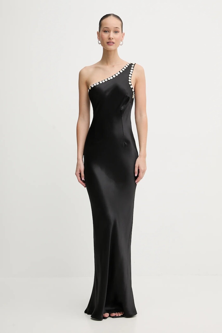 Viskózové šaty Never Fully Dressed čierna farba, maxi, rovný strih, NFDDR3035