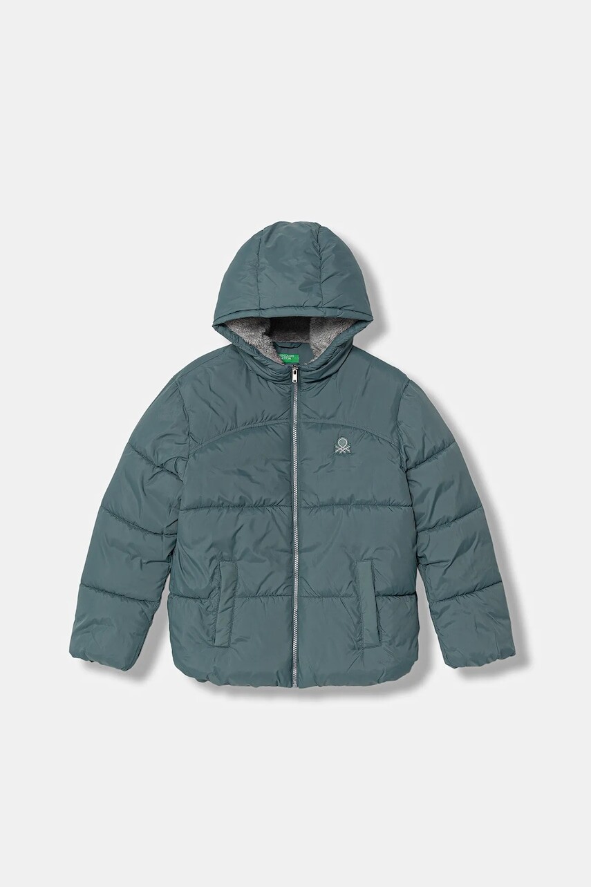 Detská bunda United Colors of Benetton zelená farba, 2WU0CN05I