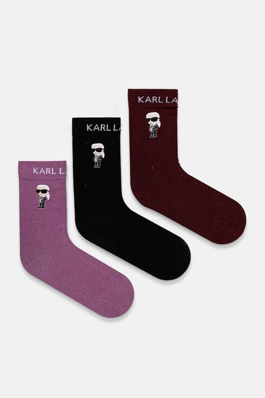Ponožky Karl Lagerfeld K/IKON 3-pak čierna farba, A4W47037