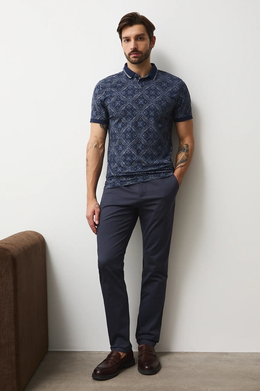 Nohavice Medicine tmavomodrá farba, strih chinos