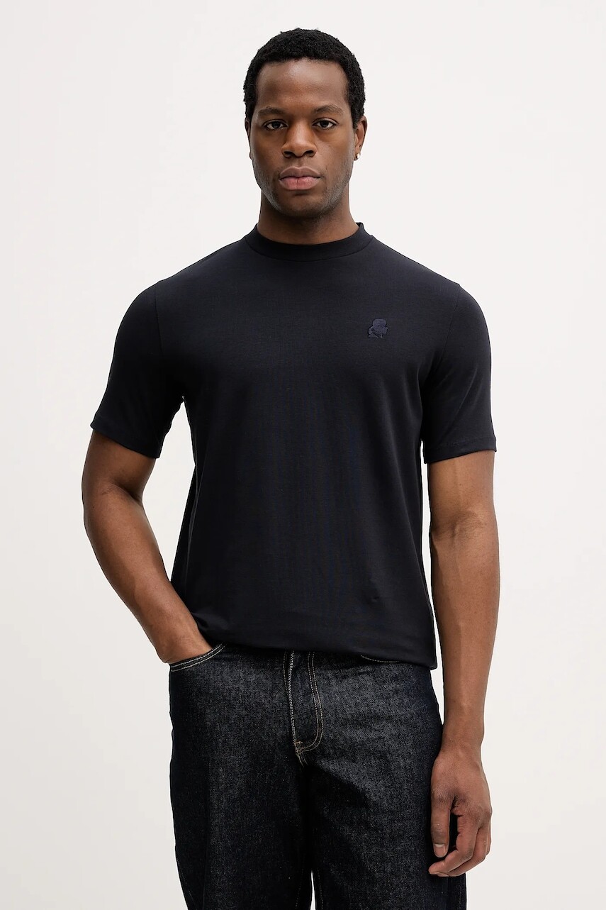 Tričko Karl Lagerfeld pánske, tmavomodrá farba, s nášivkou, 561221.755750