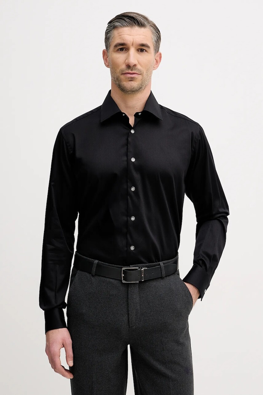 Košeľa Karl Lagerfeld čierna farba, regular, s klasickým golierom, 561666.605100