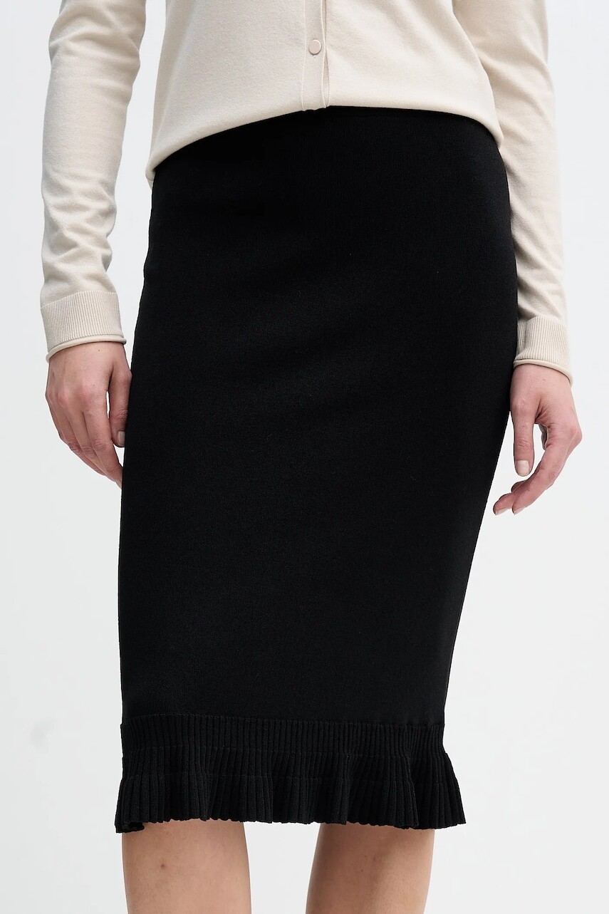 Sukňa Sisley čierna farba, midi, puzdrová, 1H7PM000I