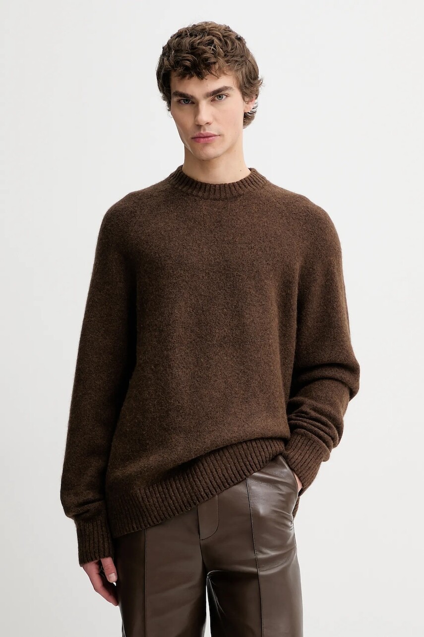Sveter s prímesou vlny Les Deux hnedá farba, 1001697