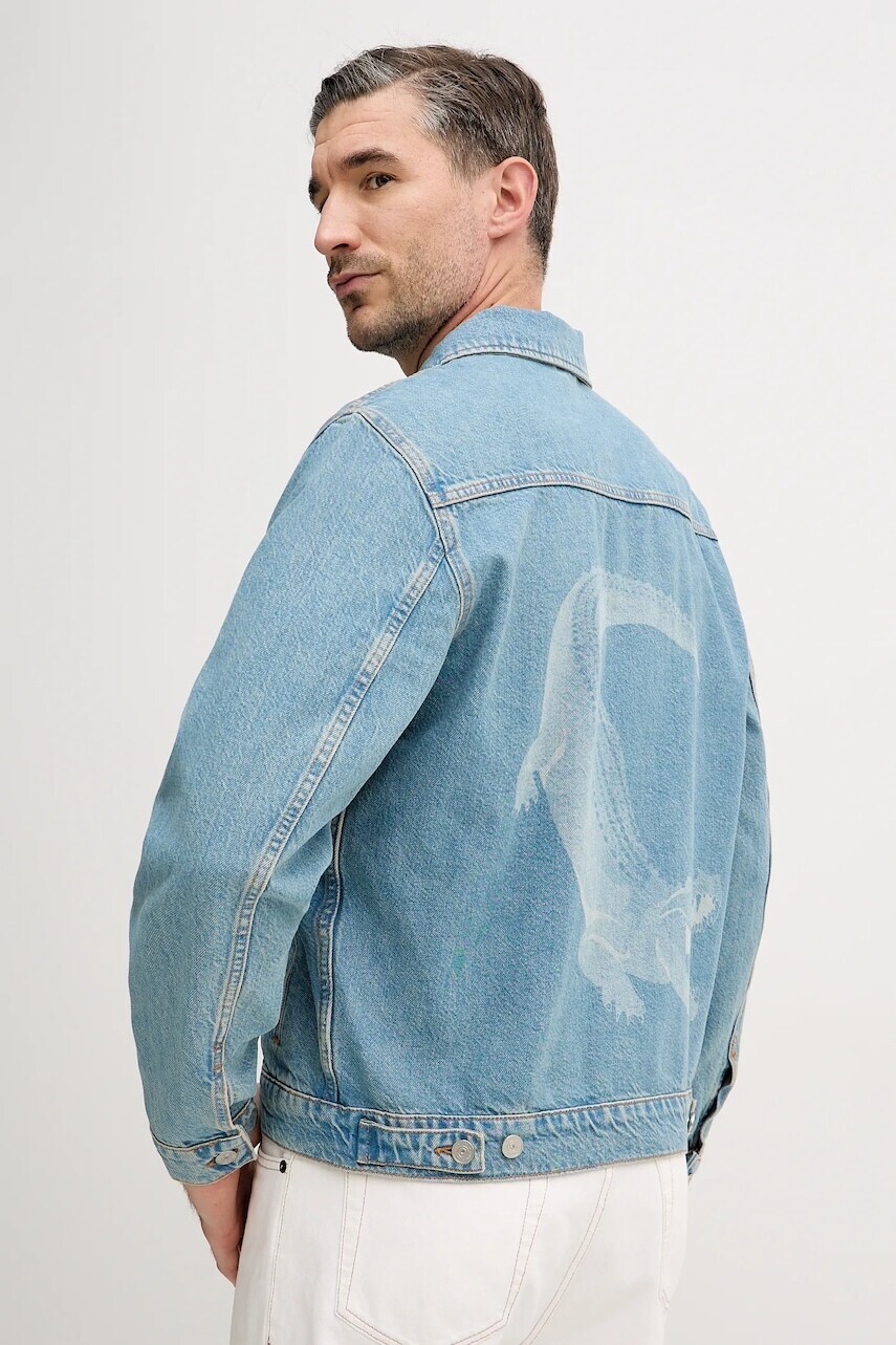 Rifľová bunda Lacoste modrá farba, prechodná, BH8982