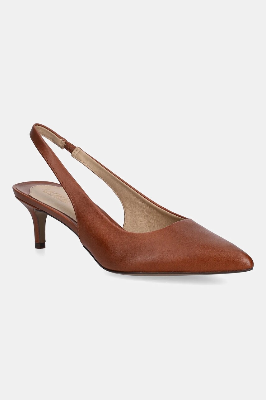 Kožené lodičky Lauren Ralph Lauren Lolah II hnedá farba, 802P09033002