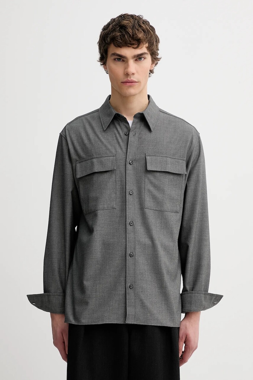 Košeľa Calvin Klein šedá farba, regular, s klasickým golierom, LV04LE114G