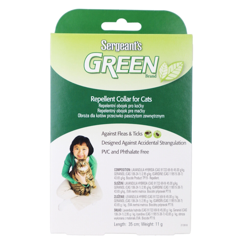 SERGEANT'S Green repelentný obojok pre mačky 35 cm 1 kus