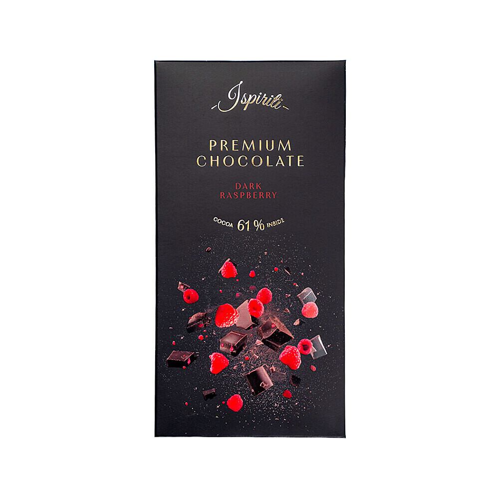ISPIRITI Horká čokoláda 61% s kúskami malín 80 g