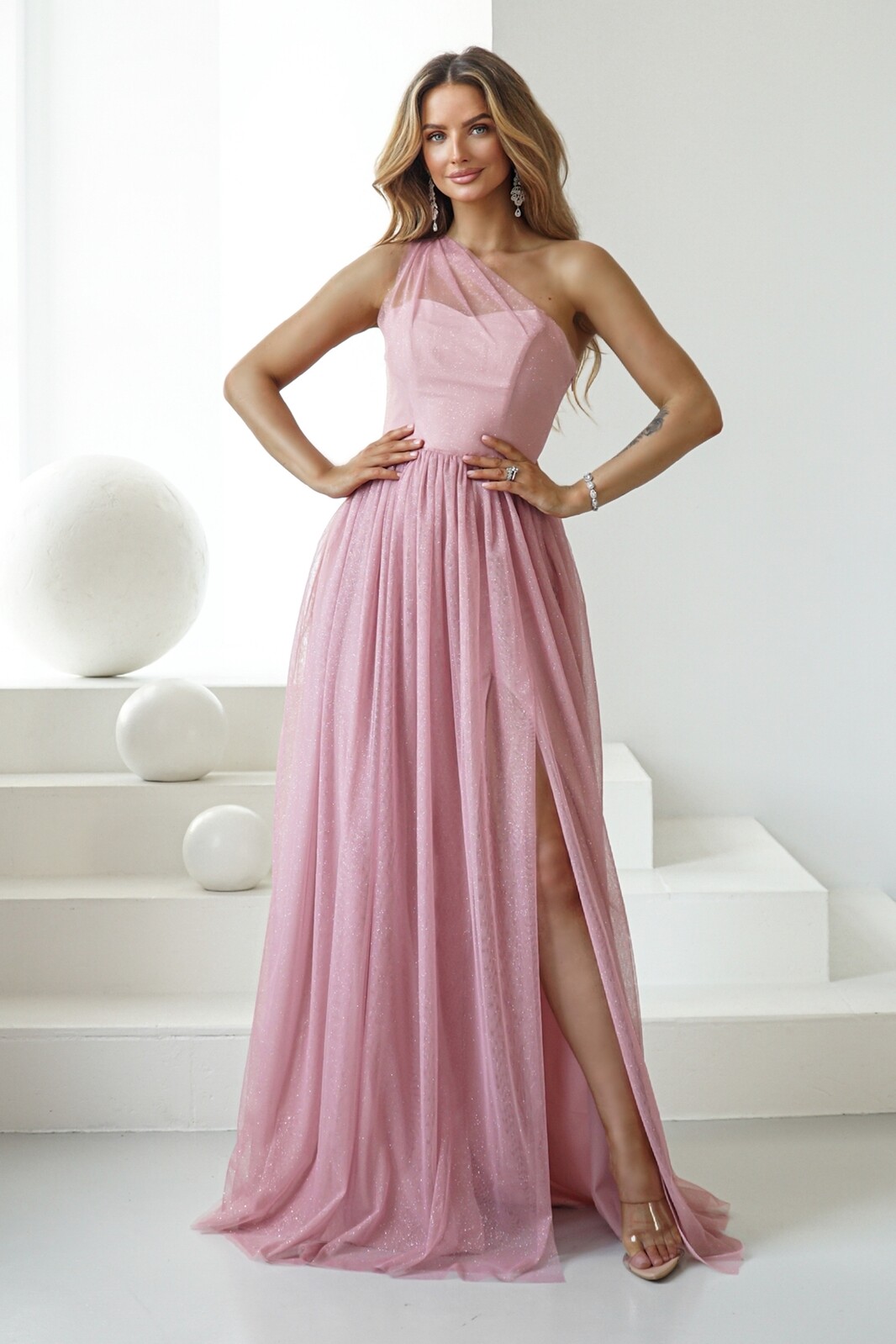 Warsaw Dress Ružové tylové trblietavé šaty Veľkosť: XS