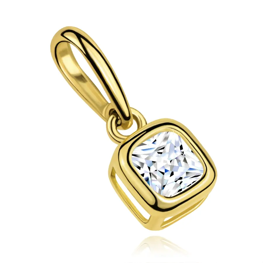 Zlatý prívesok 9K zirkónový štvorec v hladkom leme