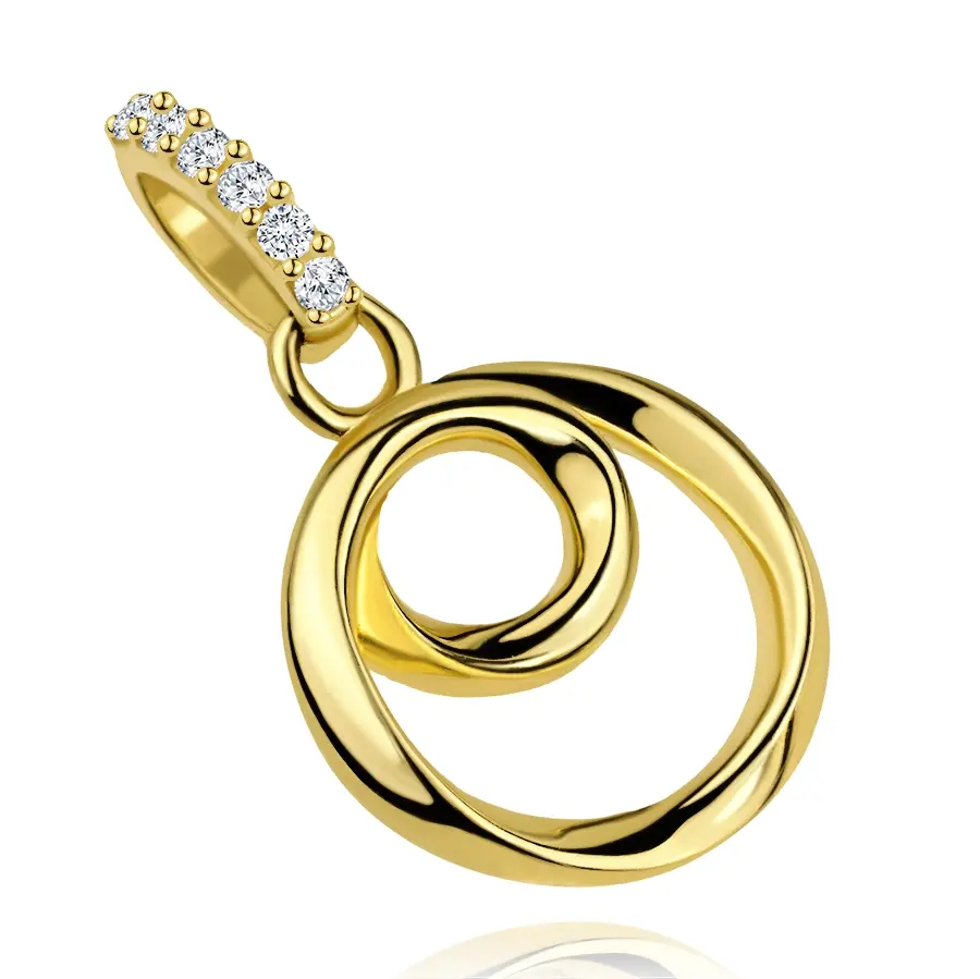 Zlatý prívesok 9K zo žltého zlata s dvojitým kruhom a zirkónovým očkom