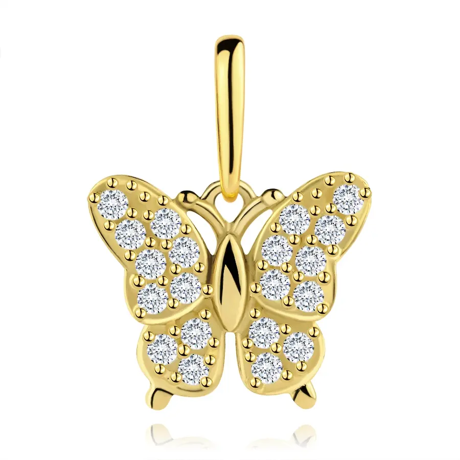 Prívesok z 9K žltého zlata so zirkónovým motýľom