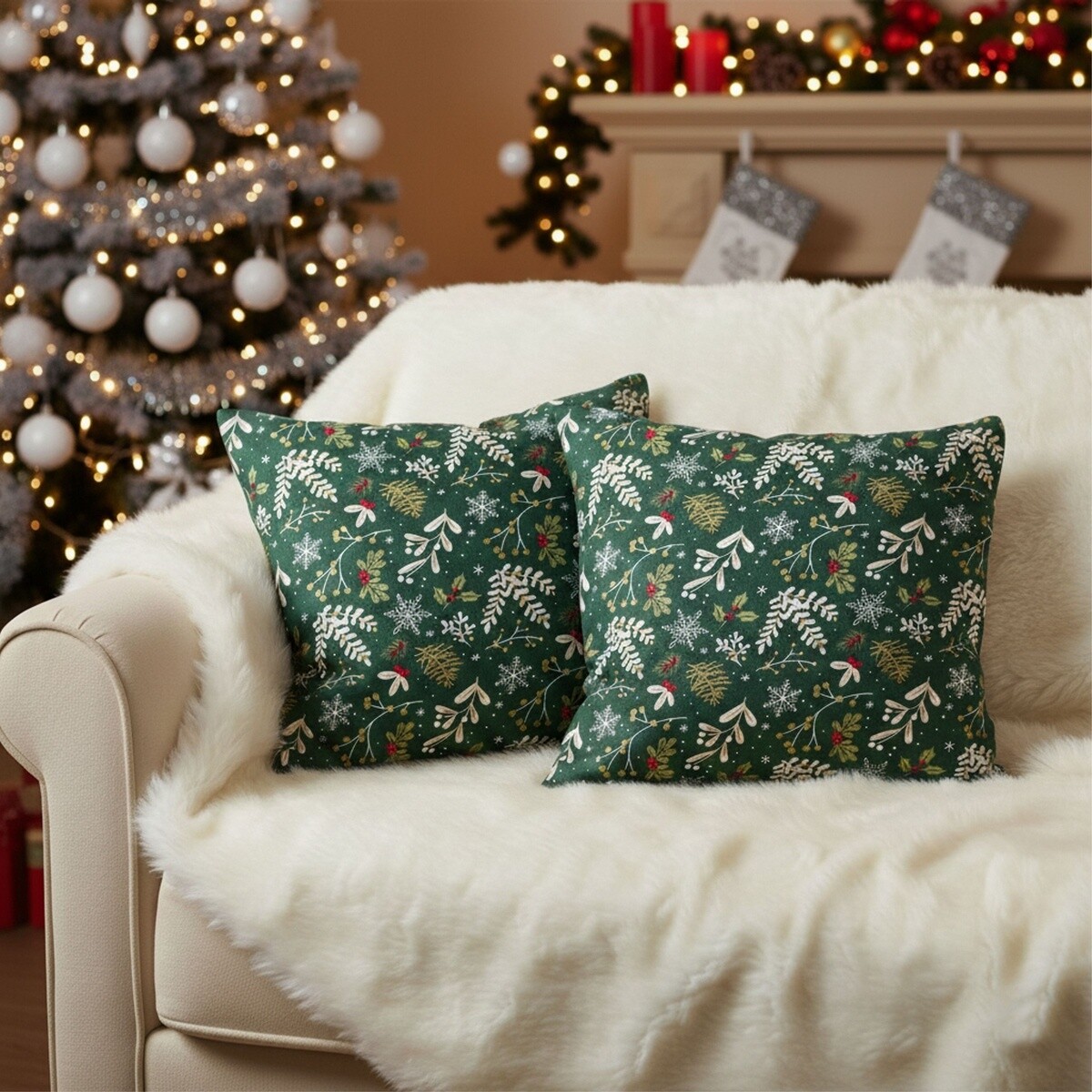 Obliečka na vankúš, Zelené Vianoce, 40 x 40 cm