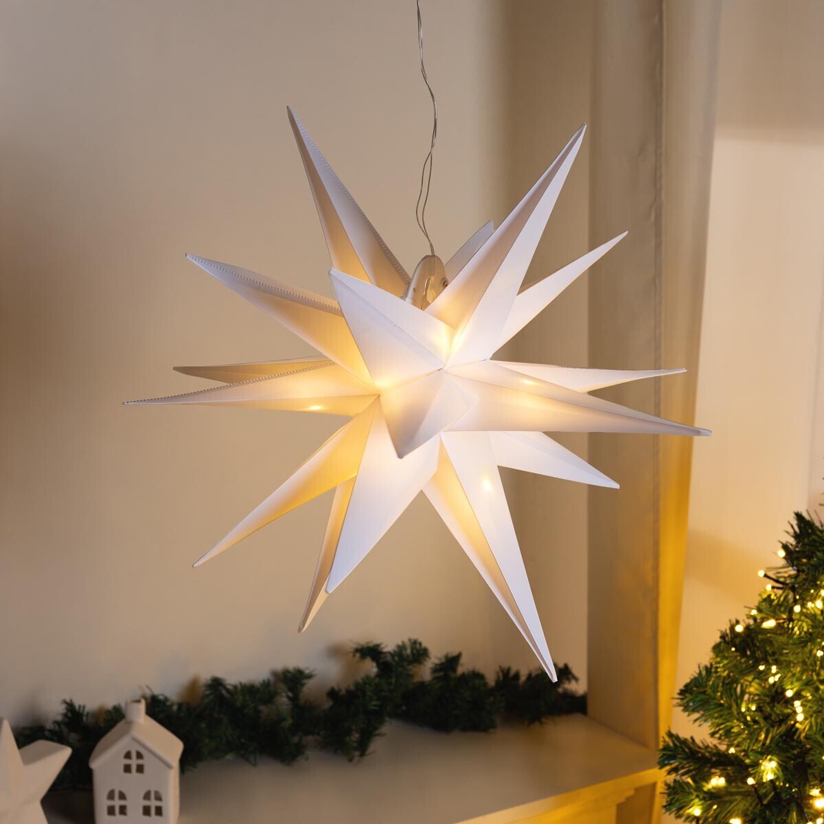 LED hviezda, biela, 56 cm