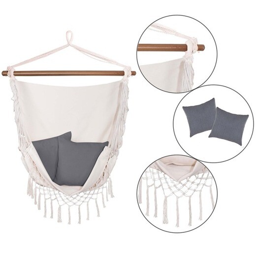 Hojdacie kreslo so strapcami 130x100cm - biele