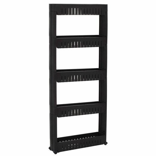 Mobilná kúpeľňová skrinka na kolieskach 5 úrovne - čierna