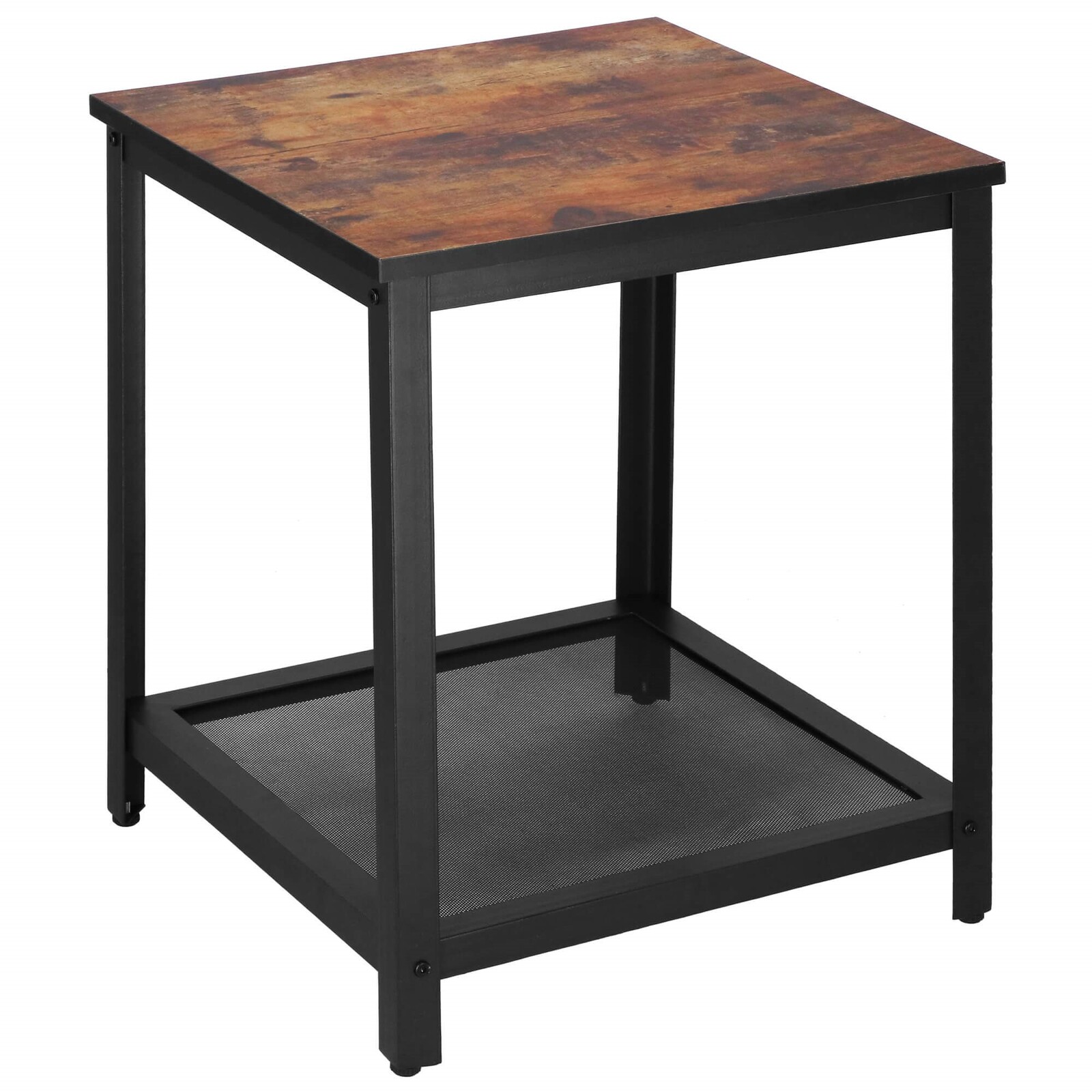 Konferenčný stolík s policou - štvorcový - 45x45x55 cm - čierna a hnedá