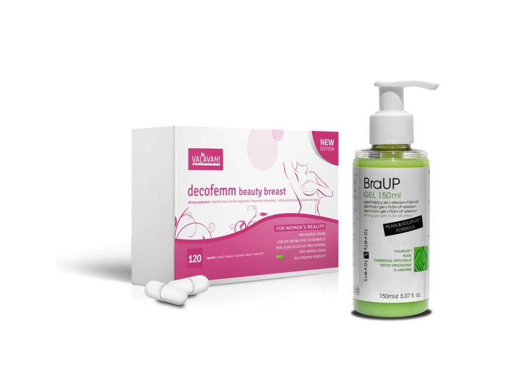 VALAVANI Akčný balík - Decofemm Beauty Breast 120 kapsúl + Gél na spevnenie poprsia Lovely Lovers 150ML