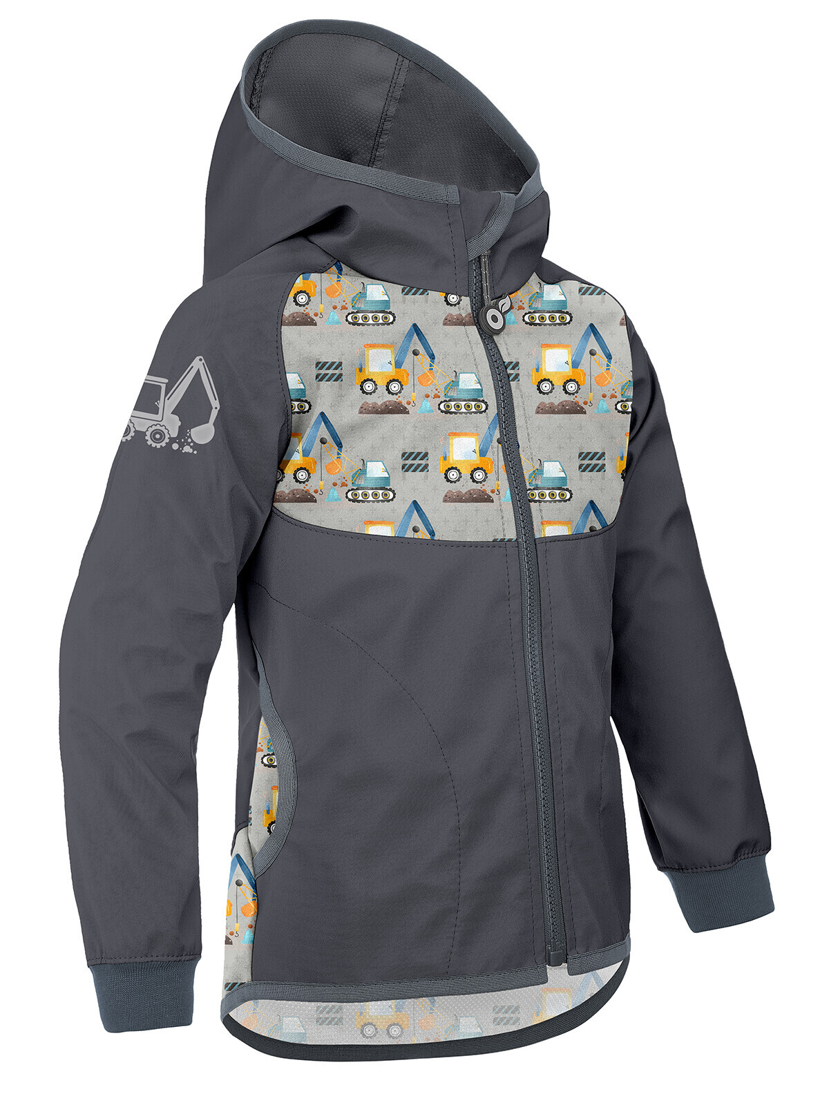 Unuo Unuo, Detská softshellová bunda bez zateplenia Basic, Tm. Šedá, Bágre Veľkosť: 92/98 8596227120116