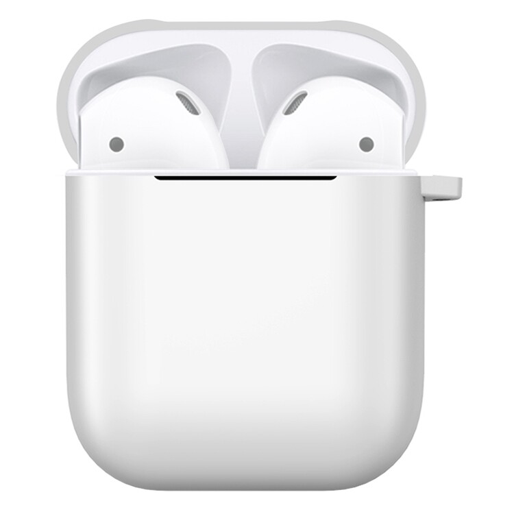 Matný plastový obal s karabínou pre Airpods - Biela